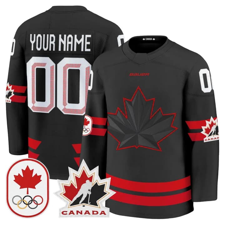 Custom Canada 2026 Olympic Jersey - Black