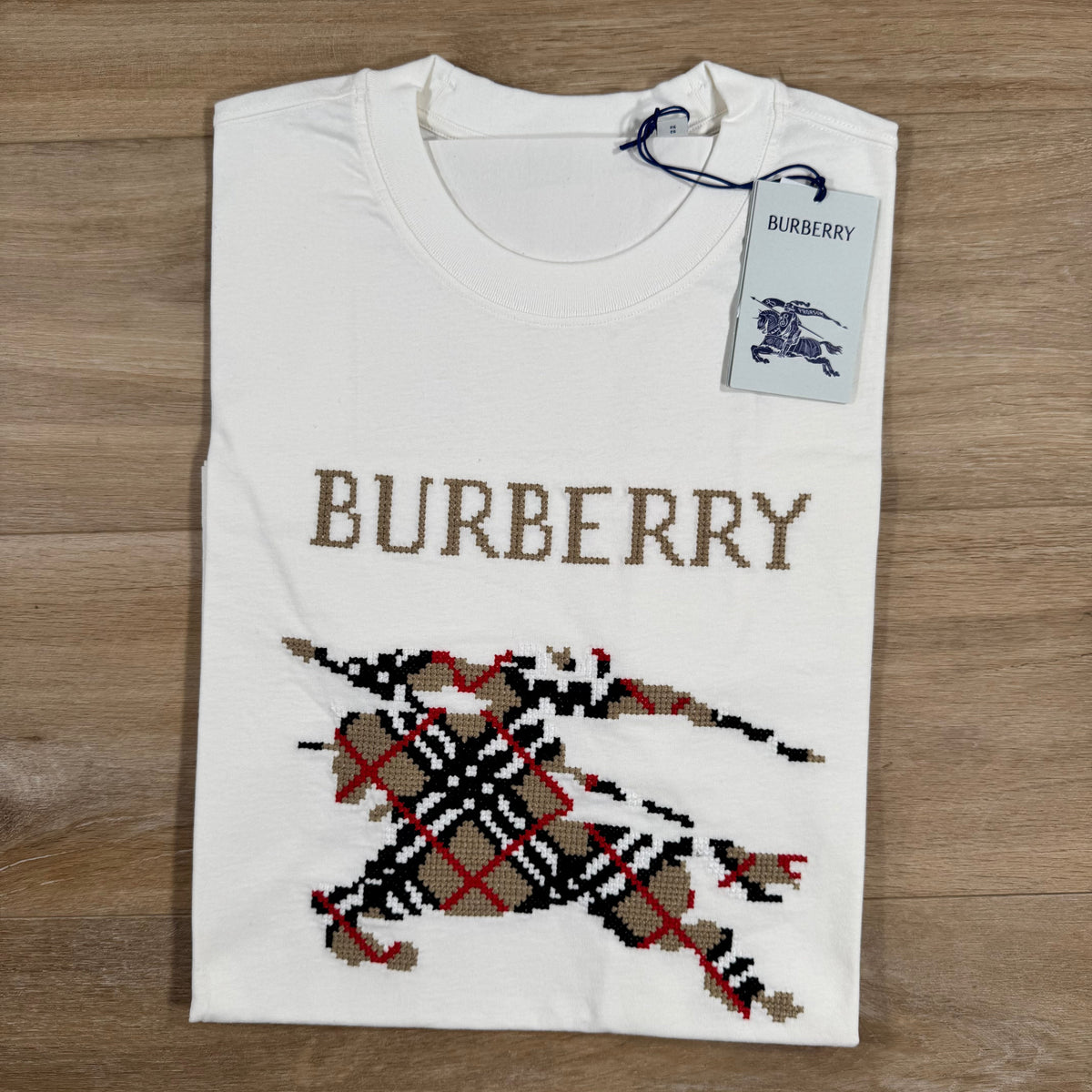 Burberry Ryan Cross Stitch EKD T-Shirt in Chalk