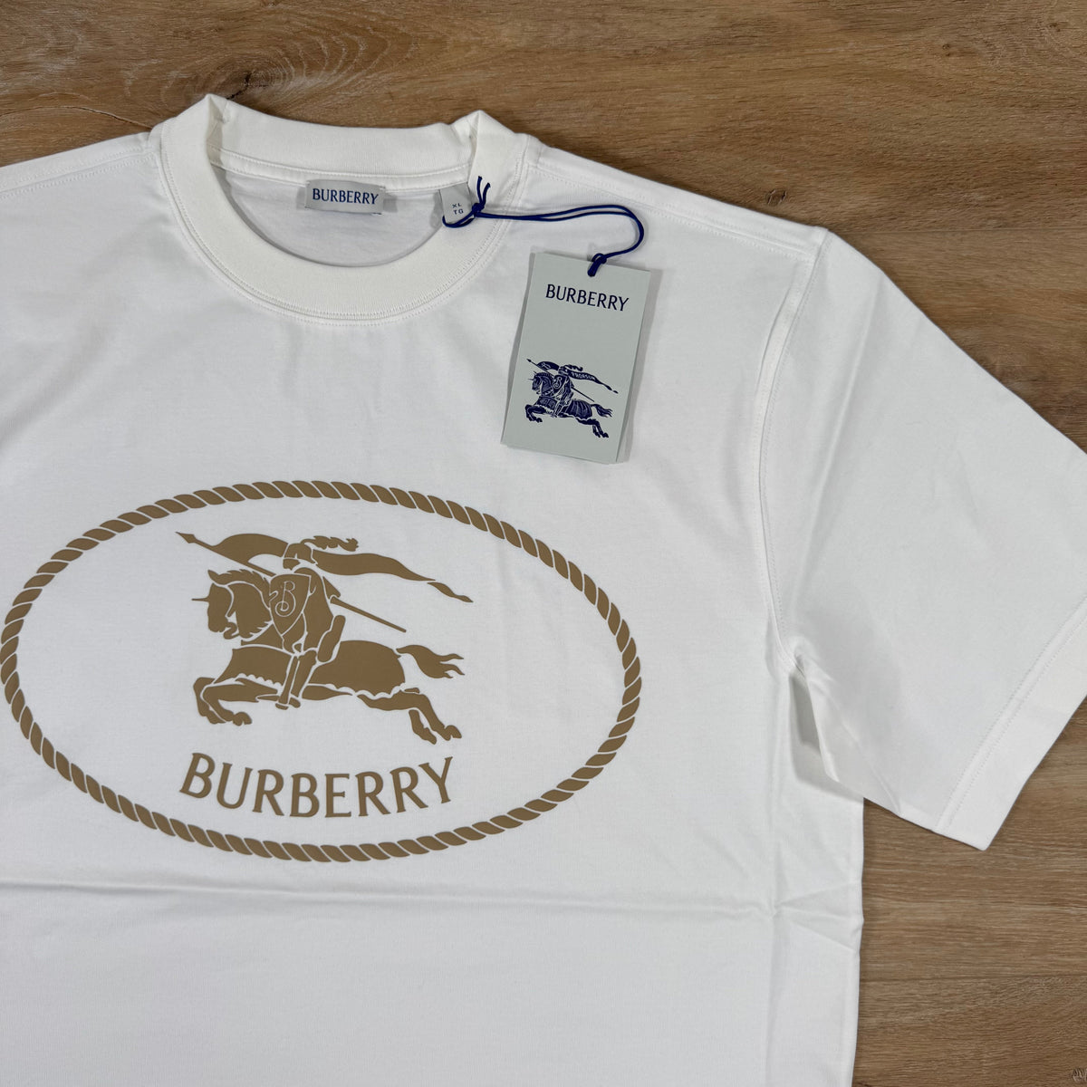 Burberry Knight Stamp Cotton T-Shirt in Chalk