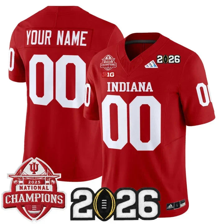 Custom Indiana Hoosiers 2025 National Champions & 2026 CFP Final Patch Jersey - Red