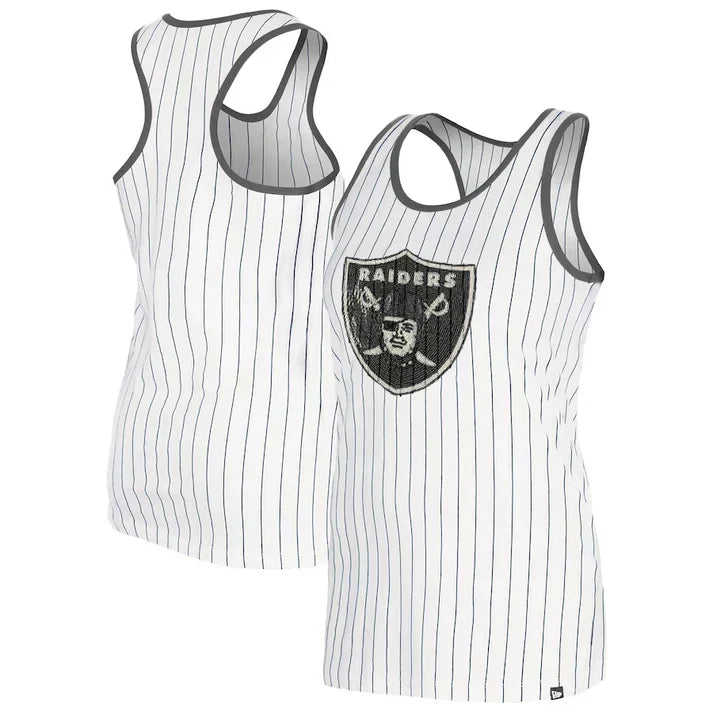 New Era Women's Las Vegas Raiders Gameday Sequin Pinstripe Tank Top