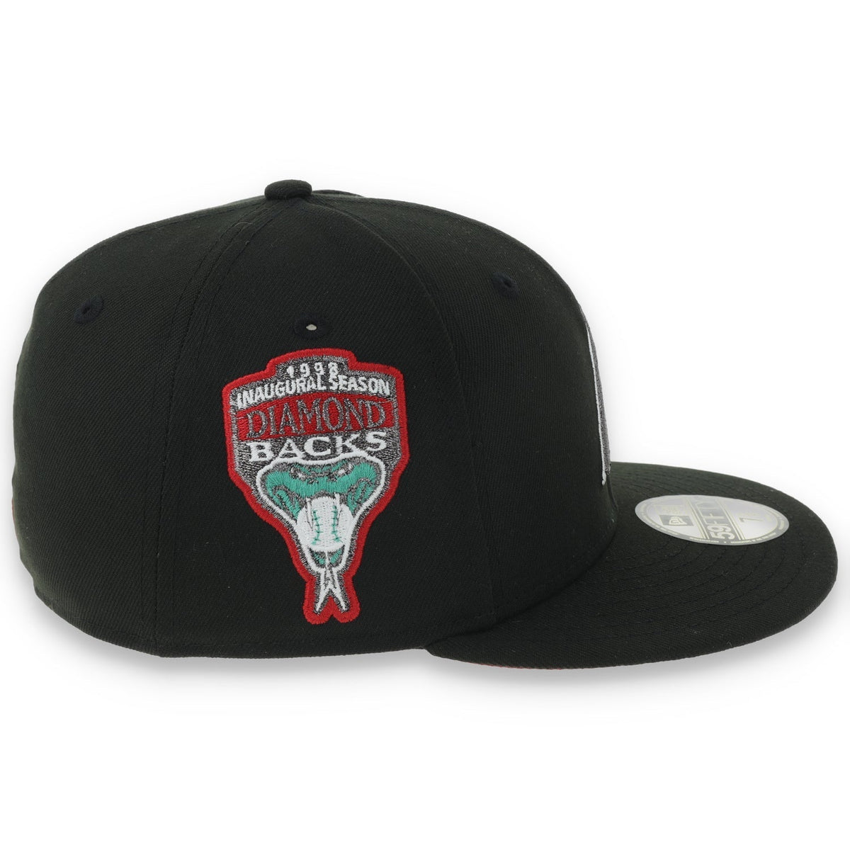 New Era Arizona Diamondback 1998 Inaugural Season Side Patch 59FIFTY Fitted Hat-Metallic Grey/Black