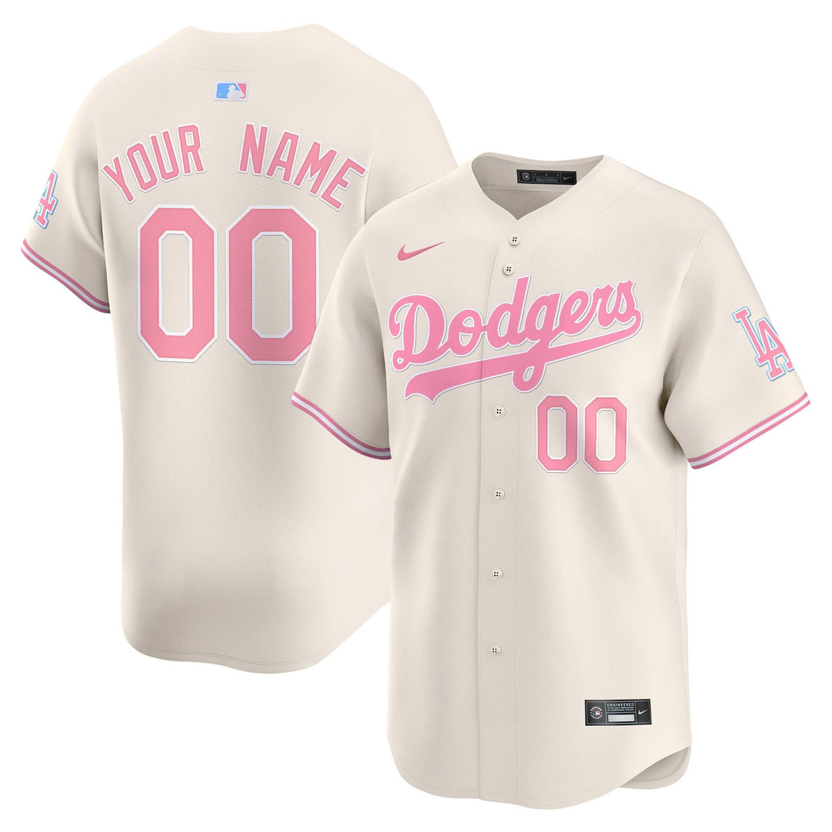 Custom Los Angeles Dodgers Bubblegum Jersey - Cream