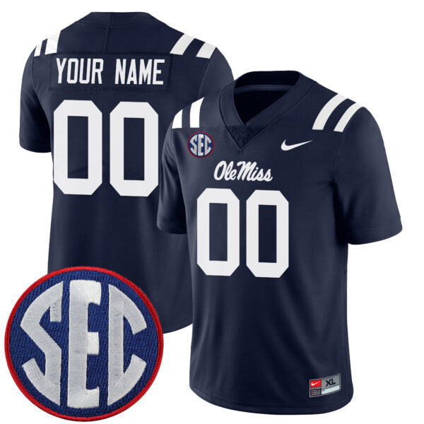 Custom Ole Miss Rebels Jersey - Navy