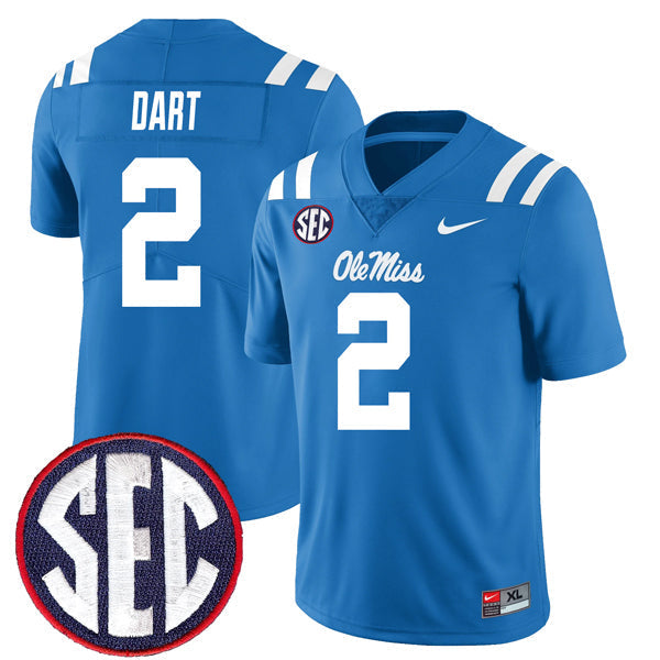 Jaxson Dart Ole Miss Rebels Jersey - Blue