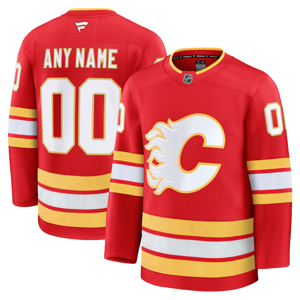 Custom Calgary Flames Home Player Premium Jersey - Red