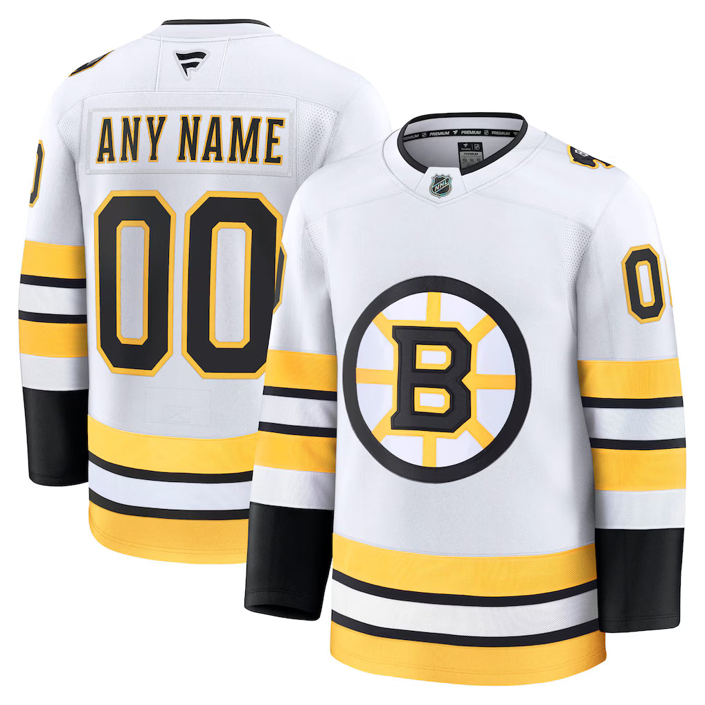 Custom Boston Bruins Away Jersey - White