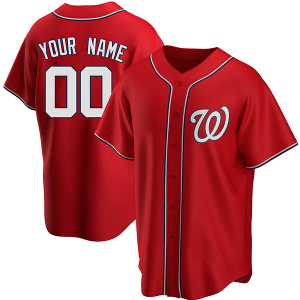 Custom Washington Nationals Alternate Jersey - Red