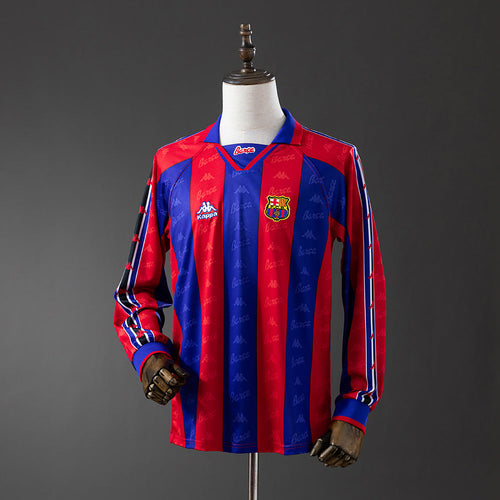 Barcelona Jersey 1996-97 Retro Home Football Kit Long Sleeves