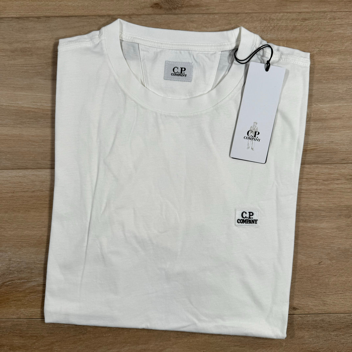C.P. Company Logo Patch T-Shirt in Gauze White