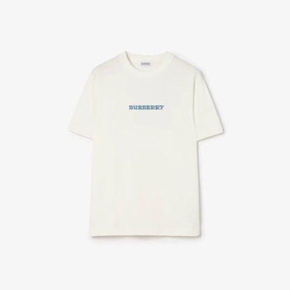 Burberry Heritage Logo Cotton T-Shirt in Chalk White