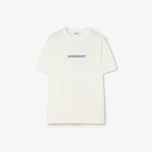 Burberry Heritage Logo Cotton T-Shirt in Chalk White