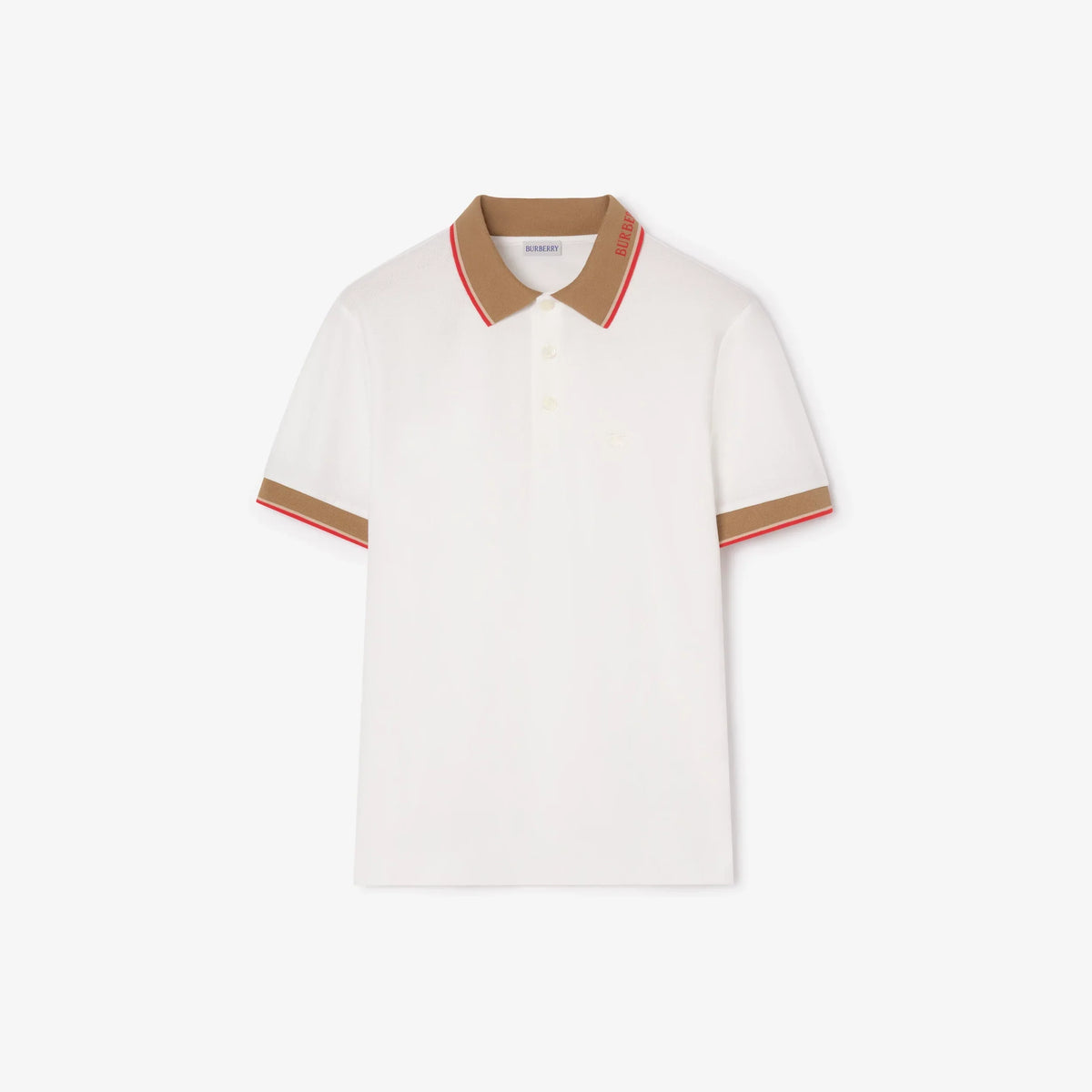 Burberry Evan Check Trim Polo Shirt in Chalk