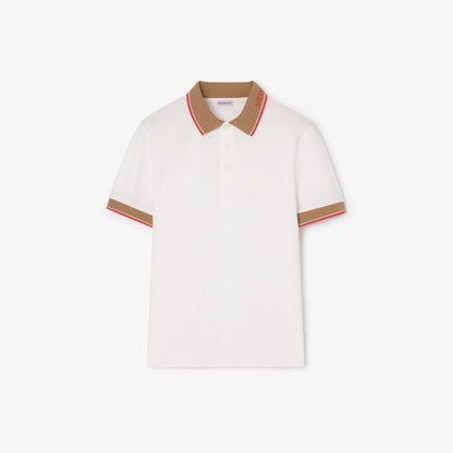 Burberry Evan Check Trim Polo Shirt in Chalk