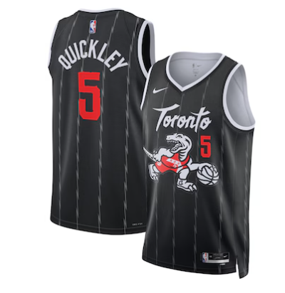Immanuel Quickley Toronto Raptors Unisex 2025/26 Swingman Jersey - Black - City Edition