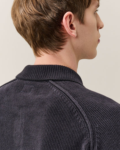 C.P. Company Chenille Cotton Lens Polo Sweater in Navy