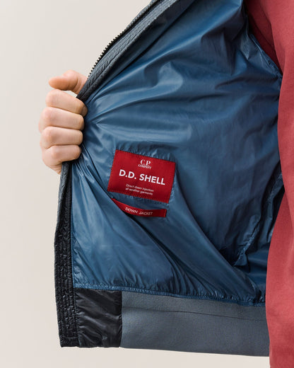 C.P. Company D.D. Shell Hooded Lens Down Jacket in Orion Blue