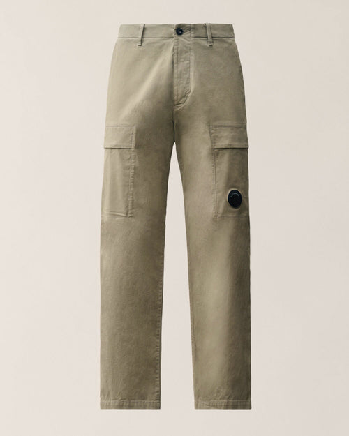 C.P. Company Stretch Sateen Lens Cargo Pants in Fallen Rock - Beige