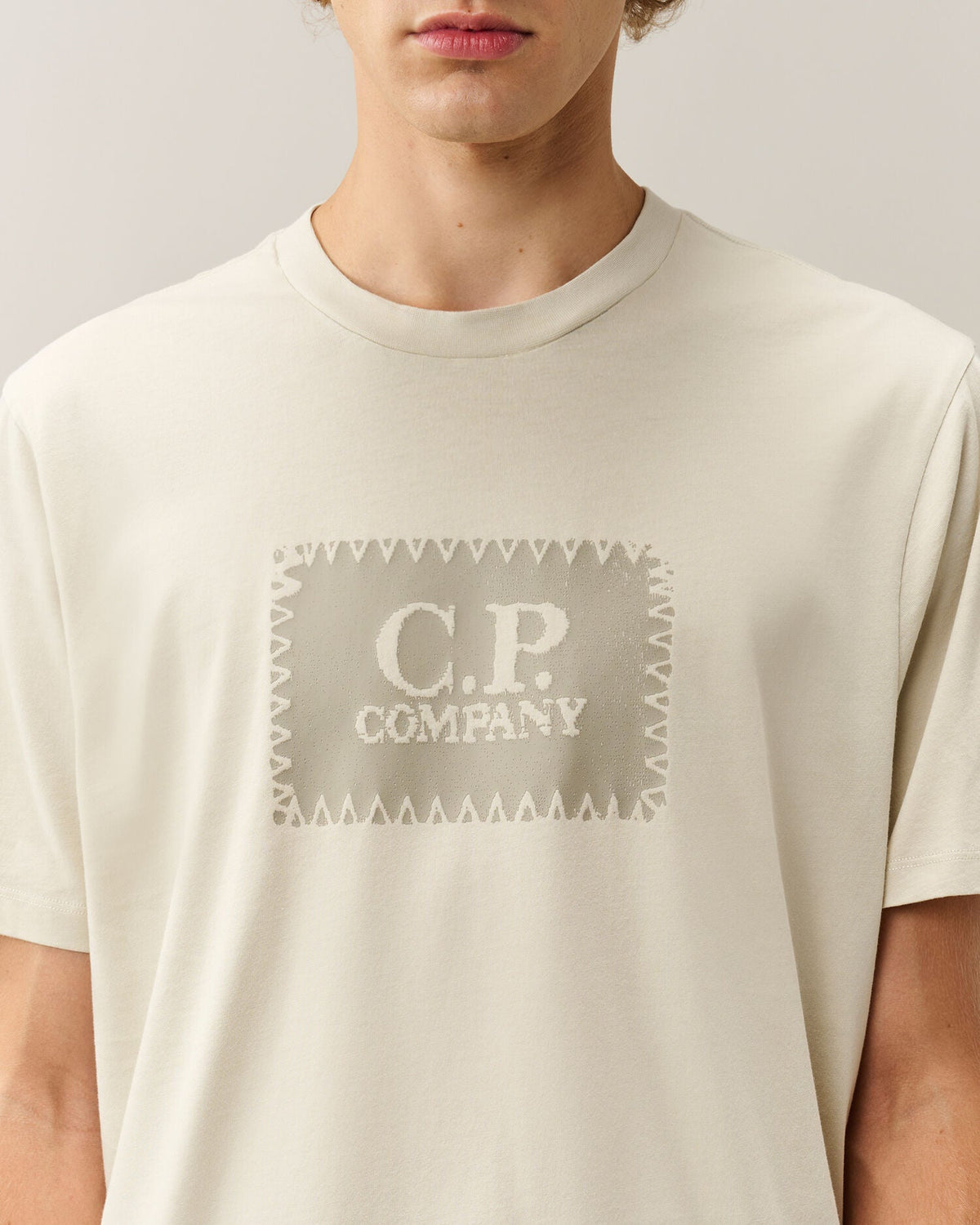 C.P. Company Stitch Block Logo T-Shirt in Silver Birch