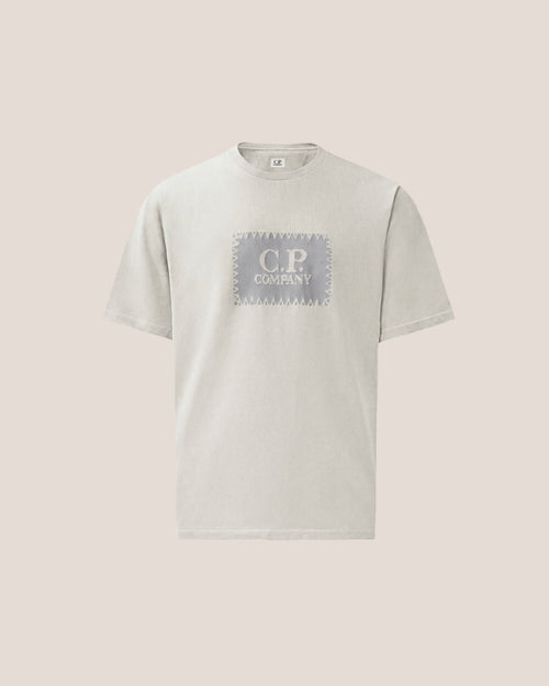 C.P. Company Stitch Block Logo T-Shirt in Flint Grey