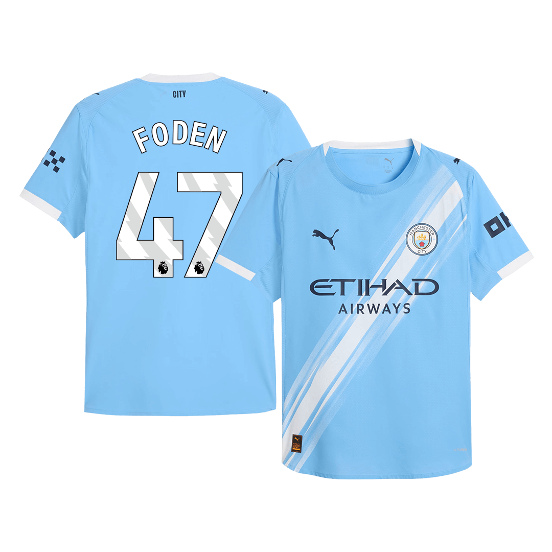 FODEN #47 Mens Manchester City Home Jersey 2025/26 - Player Version (Slim Fit)