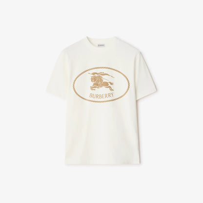 Burberry Knight Stamp Cotton T-Shirt in Chalk