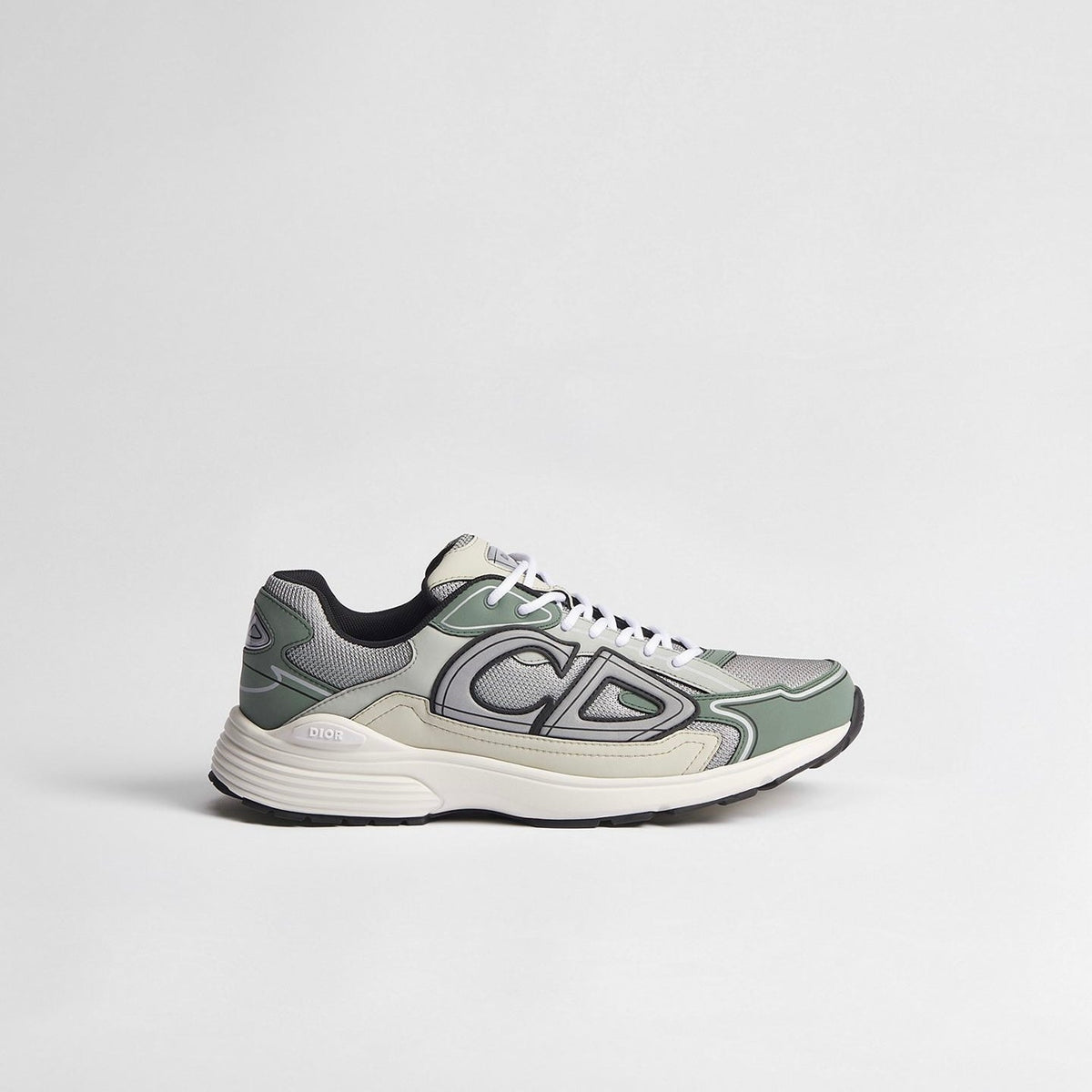 Dior B30 Countdown Sneaker in Gray Technical Mesh with Cedar Green, Gray and Cream Technical Fabric
