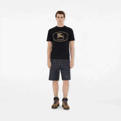 Burberry Knight Stamp Cotton T-Shirt in Black
