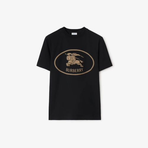 Burberry Knight Stamp Cotton T-Shirt in Black