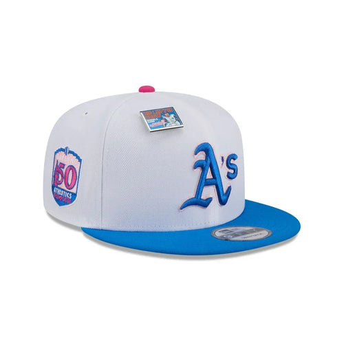 New Era Oakland Athletics Cotton Candy Big League Chew Flavor Pack 9FIFTY Snapback Hat-White/Blue