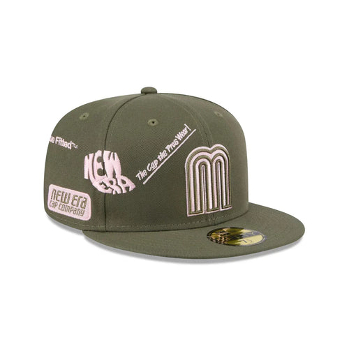 New Era Mexico Anniversary Series 59FIFTY Fitted Hat-Olive Green/Pink