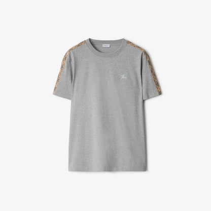 Burberry Check Trim T-Shirt in Pale Grey
