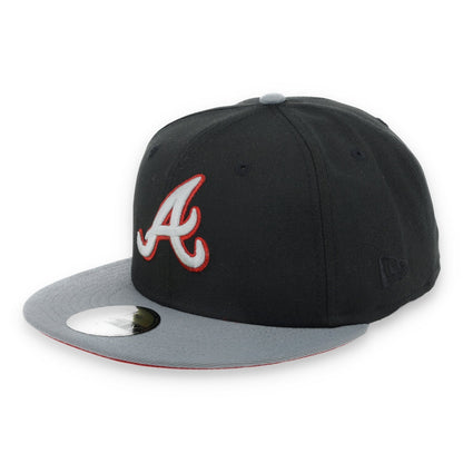New Era Atlanta Braves 150th Anniversary Series Side Patch Metallic 59FIFTY Fitted Hat- Black/Grey/Red