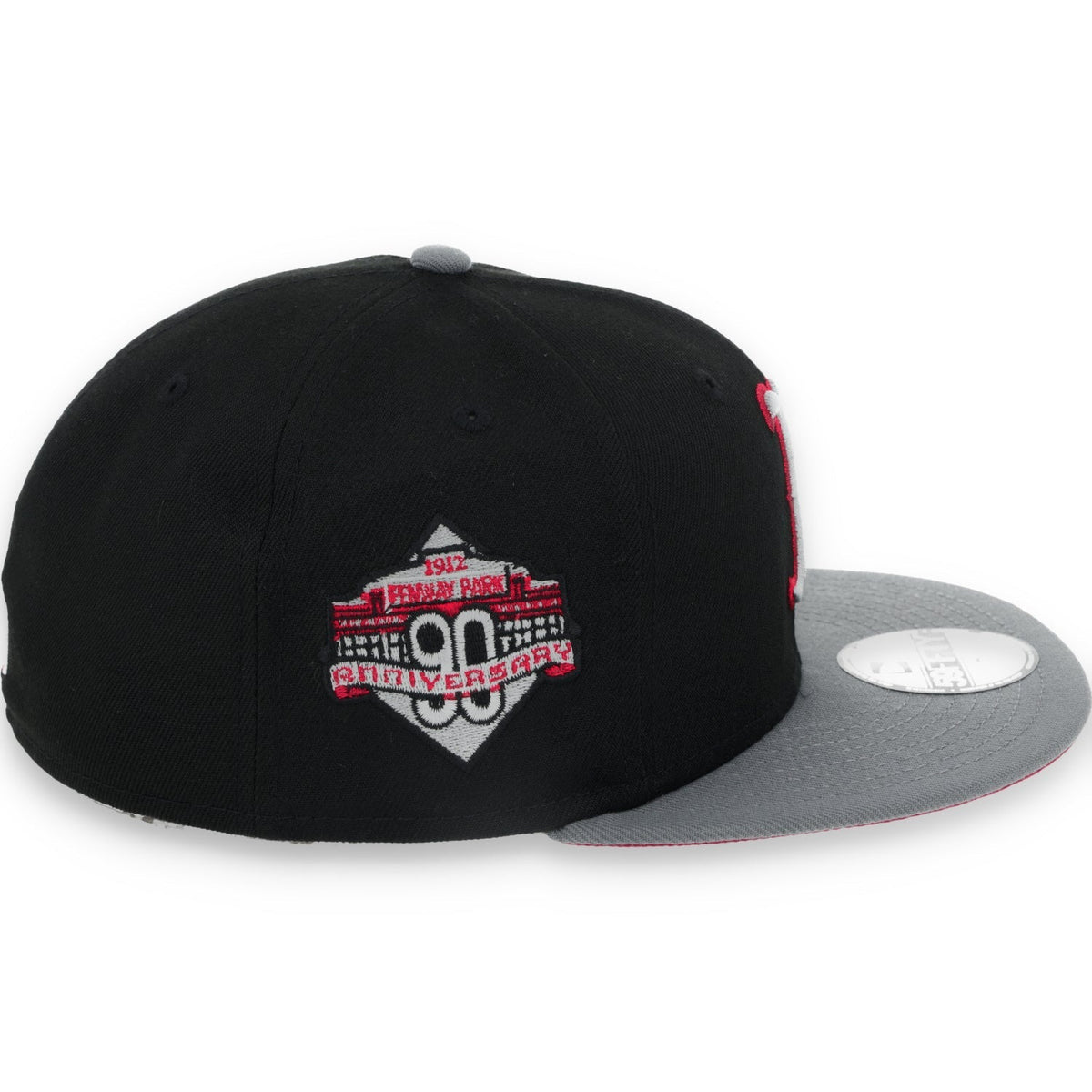 New Era Boston Red Sox 90th Anniversary Side Patch Metallic 59FIFTY Fitted Hat- Black/Grey/Red