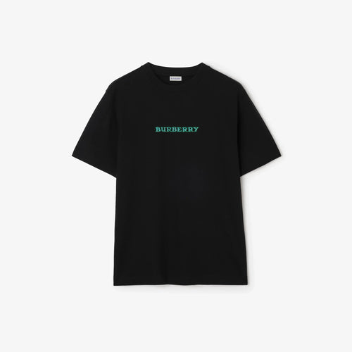 Burberry Heritage Logo Cotton T-Shirt in Black