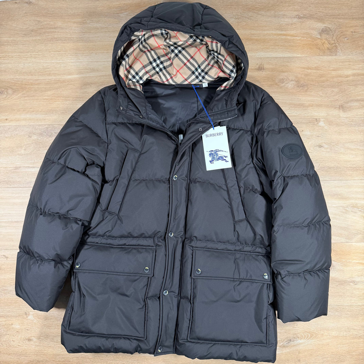 Burberry Hooded Puffer Jacket in Black