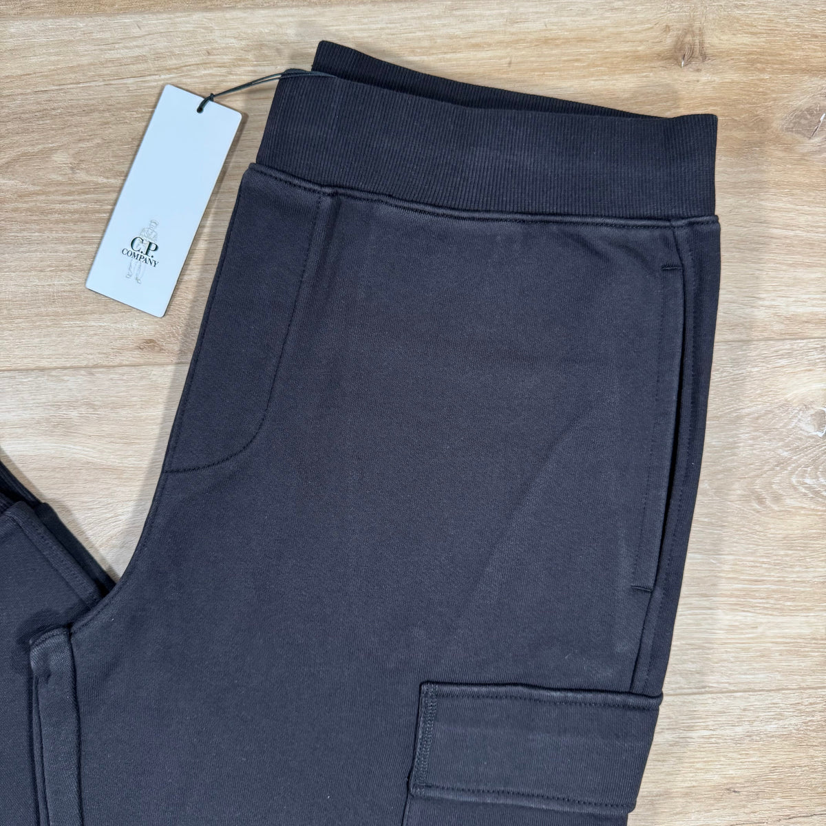 C.P. Company Diagonal Raised Fleece Lens Sweatpants in Black