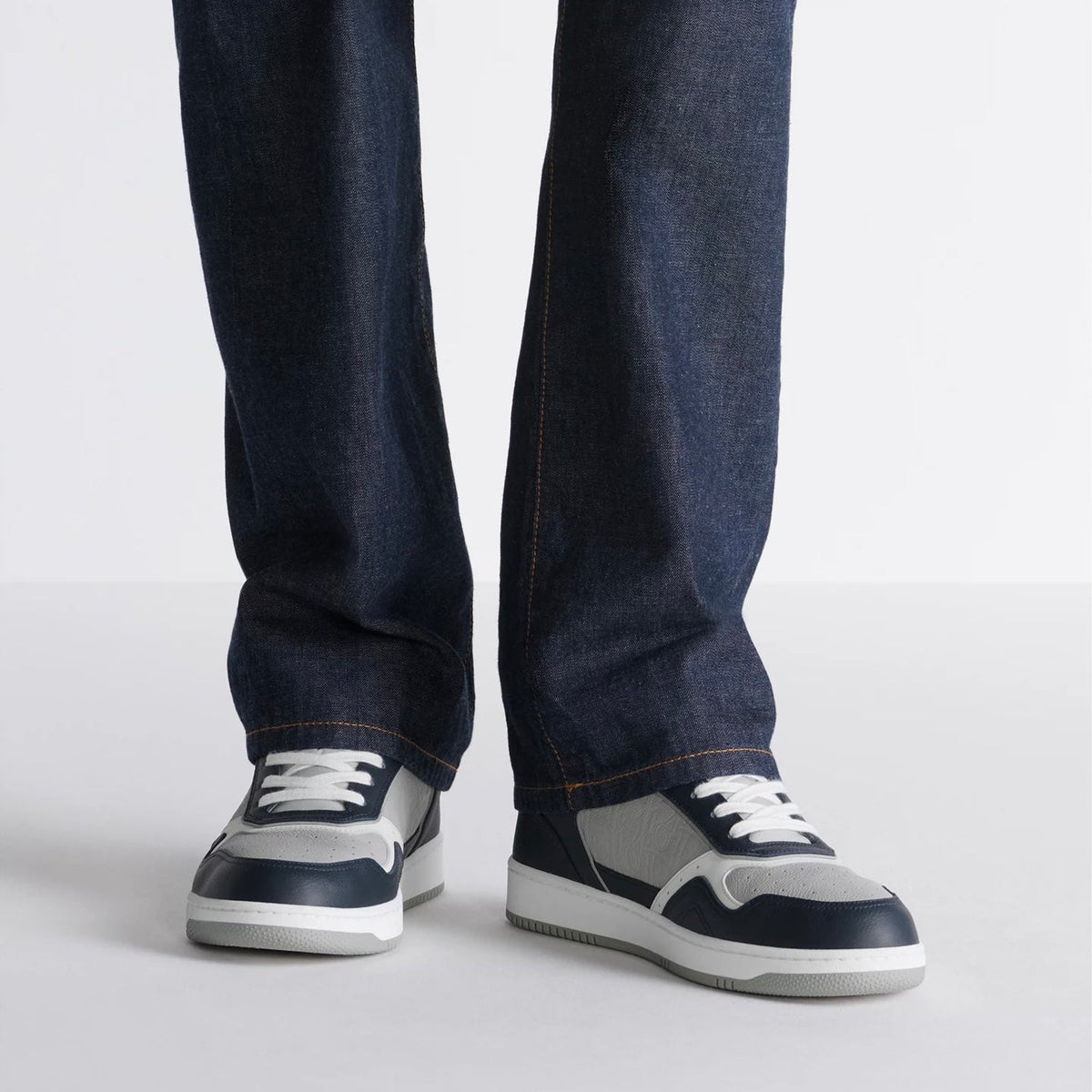 Dior B27 Uptown Low-Top Sneaker in Navy Blue / Dior Grey