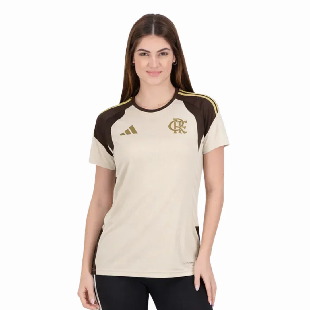 Camisa Flamengo Treino 2026 Feminina Bege - Fan Version