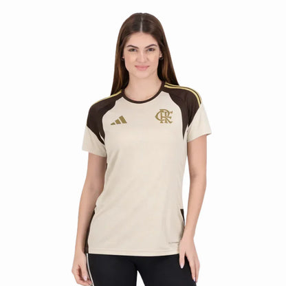 Camisa Flamengo Treino 2026 Feminina Bege - Fan Version