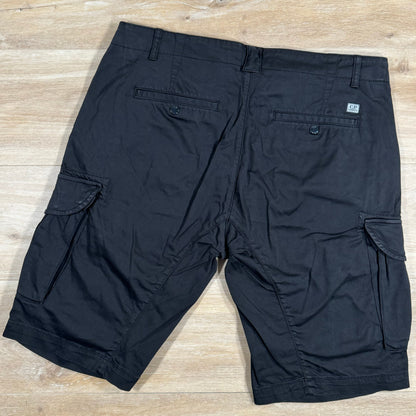 C.P. Company Stretch Sateen Cargo Lens Shorts in Black