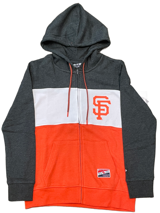 New Era Women's San Francisco Giants Colorblock Full-Zip Hoodie-Heather Black