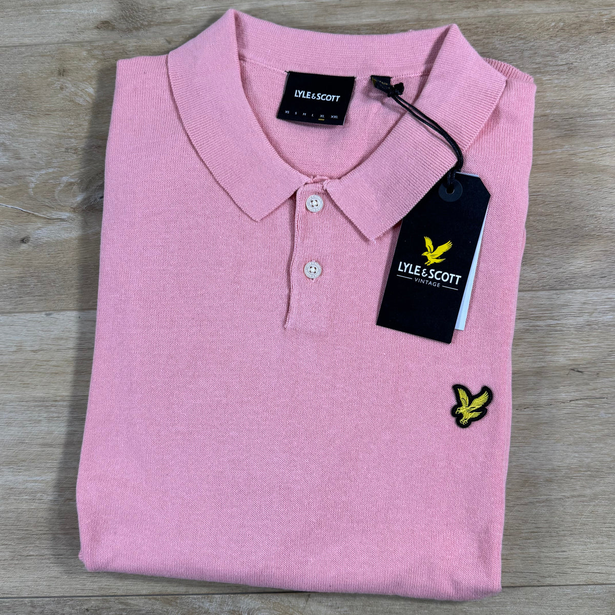 Lyle & Scott Cotton Knitted Polo Shirt in Pink Grapefruit