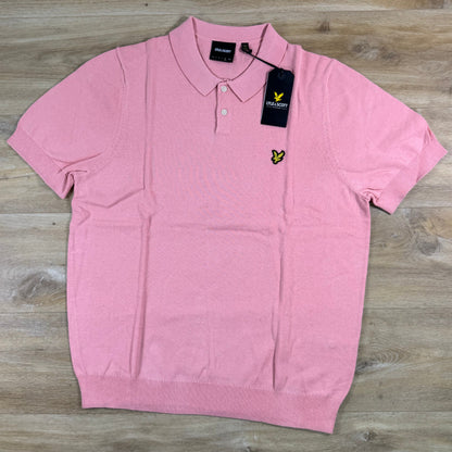 Lyle & Scott Cotton Knitted Polo Shirt in Pink Grapefruit