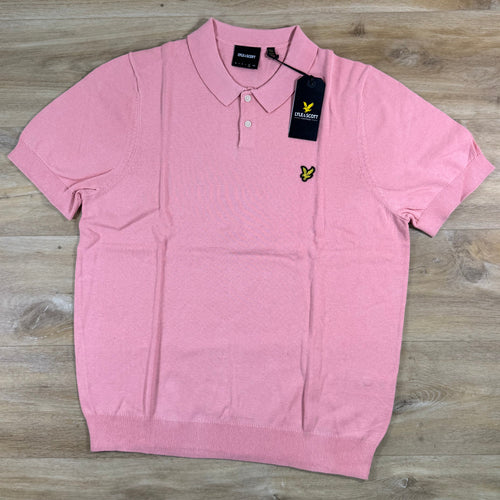 Lyle & Scott Cotton Knitted Polo Shirt in Pink Grapefruit