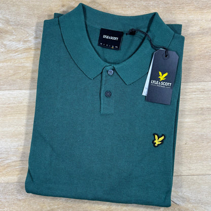 Lyle & Scott Cotton Knitted Polo Shirt in Everglade Green