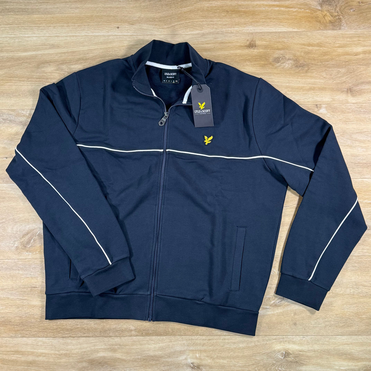 Lyle & Scott Piped Full-Zip Track Top in Dark Navy