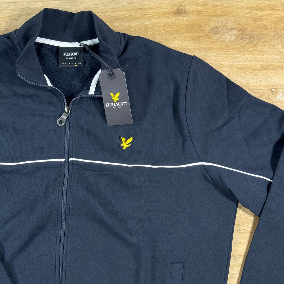 Lyle & Scott Piped Full-Zip Track Top in Dark Navy
