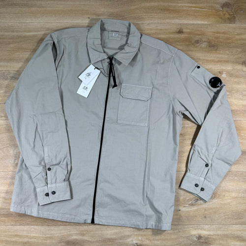 C.P. Company Organic Gabardine Lens Overshirt in Dove