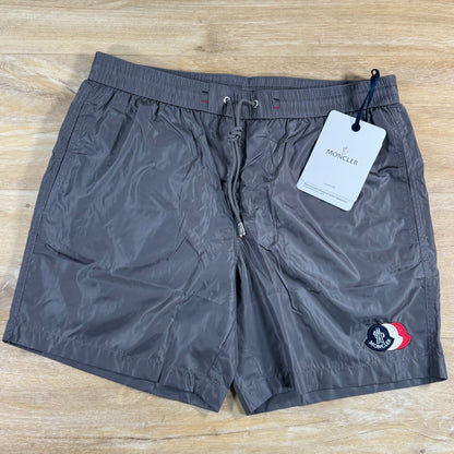 Moncler Tricolor Logo Patch Swim Shorts in Grey